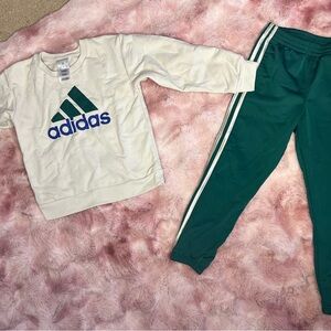 Adidas Kids Teal Joggers with White Stripes